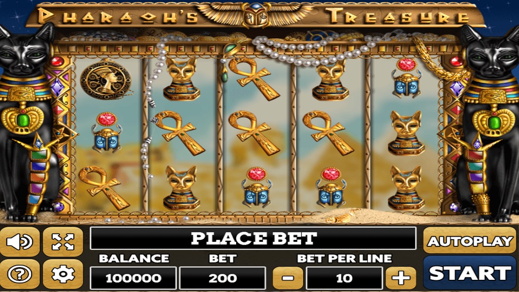 Screenshot of Pharaohs Treasure slot from PlayPearls