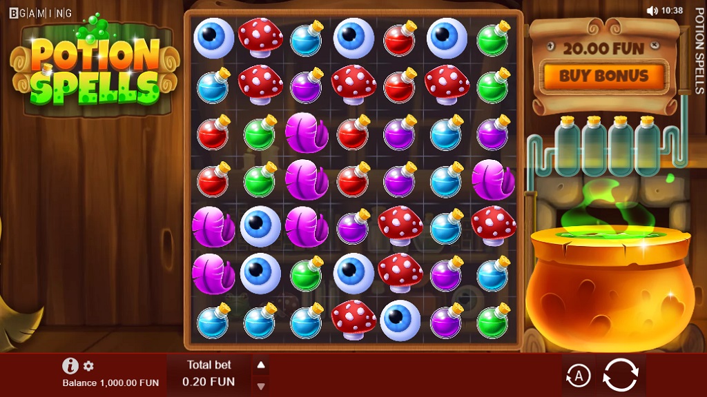 Screenshot of Potion Spells slot from BGaming