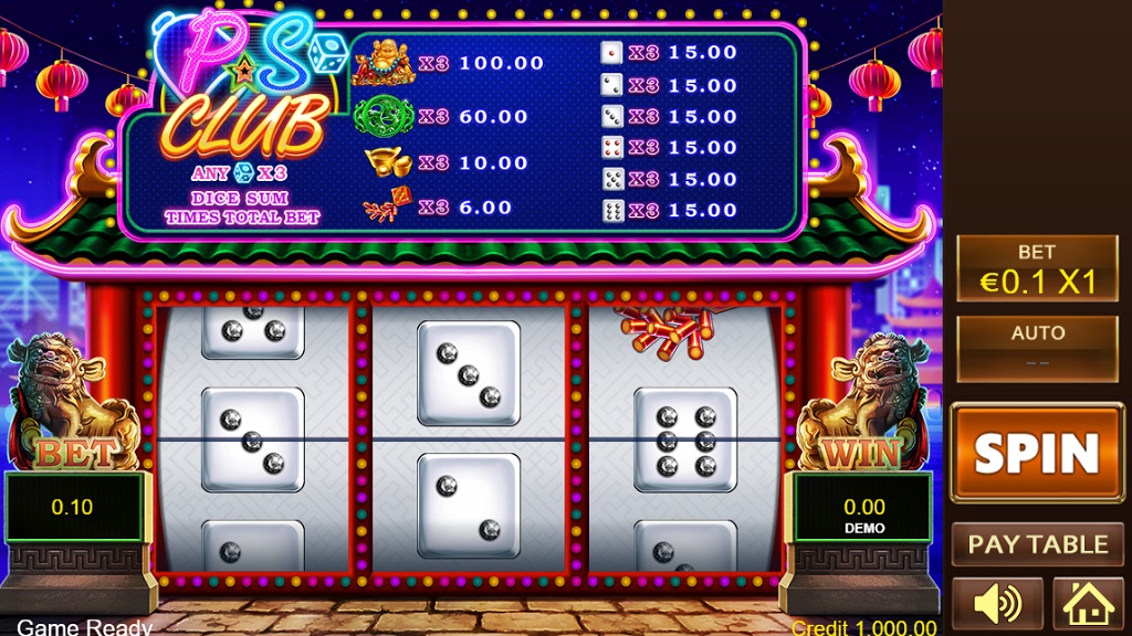 Screenshot of PS Club slot from Playstar
