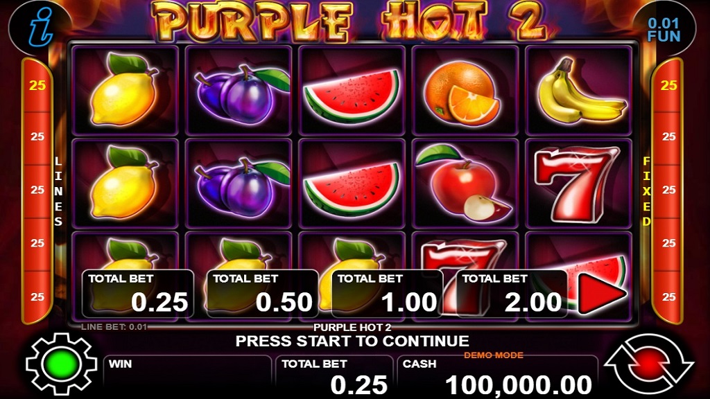 Screenshot of Purple Hot 2 slot from CT Interactive