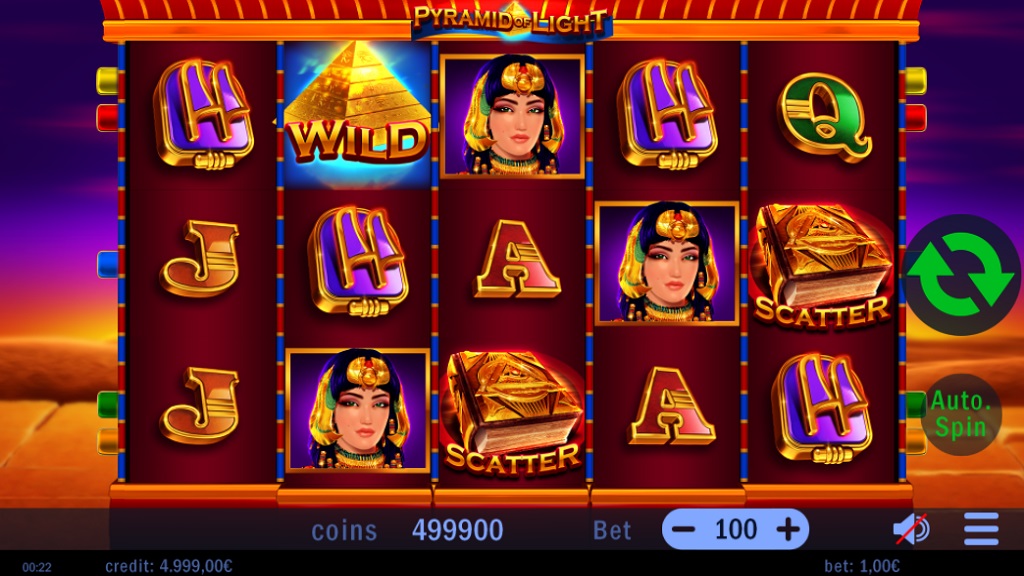 Screenshot of Pyramid of Light slot from Swintt