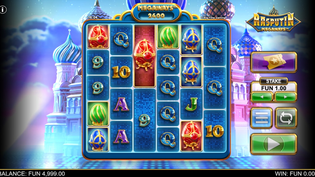 Screenshot of Rasputin Megaways slot from Big Time Gaming