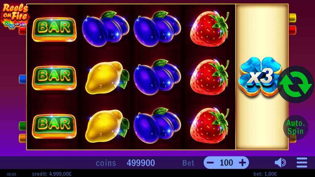 Screenshot of Reels on Fire slot from Swintt