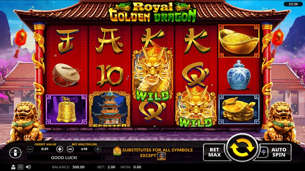Screenshot of Royal Golden Dragon slot from Swintt