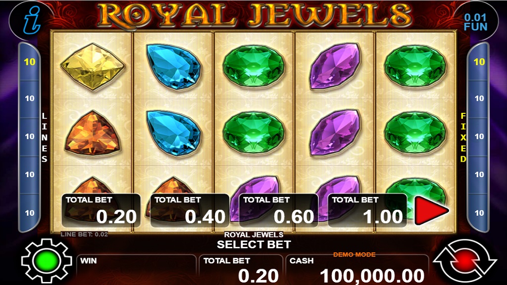 Screenshot of Royal Jewels slot from CT Interactive