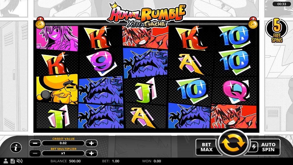 Screenshot of Royal Rumble XtraGacha slot from Swintt