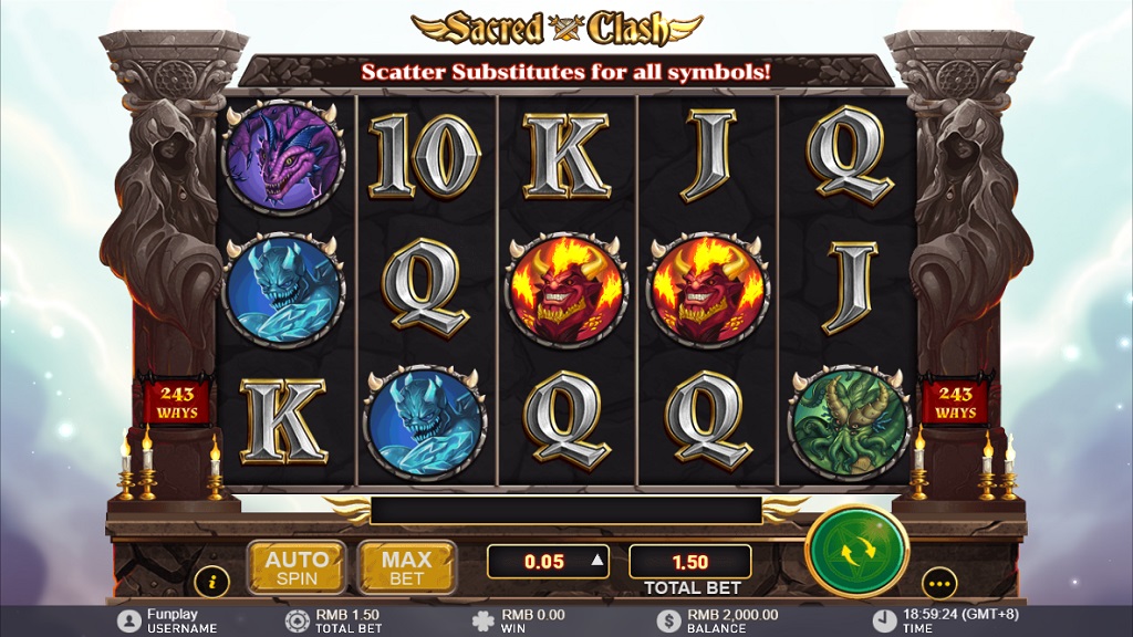 Screenshot of Sacred Clash slot from GamePlay