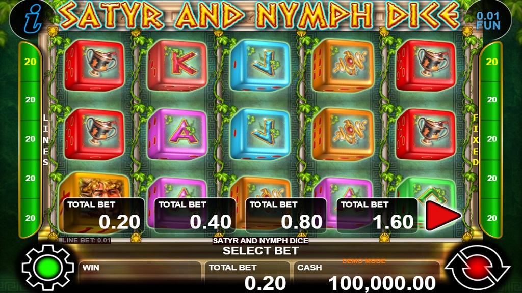 Screenshot of Satyr and Nymph Dice slot from CT Interactive