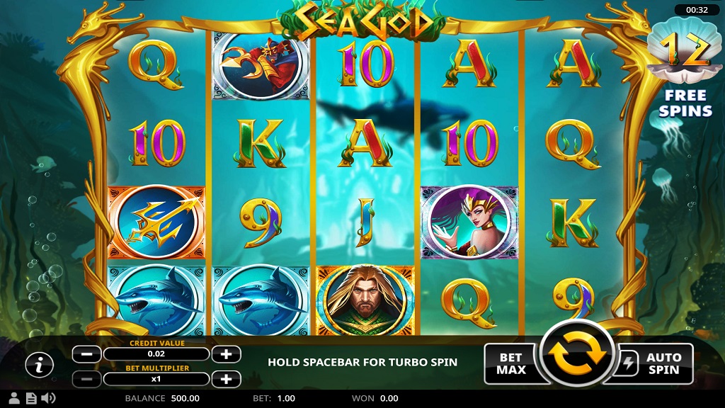 Screenshot of Sea God slot from Swintt