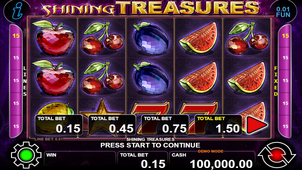 Screenshot of Shining Treasures slot from CT Interactive