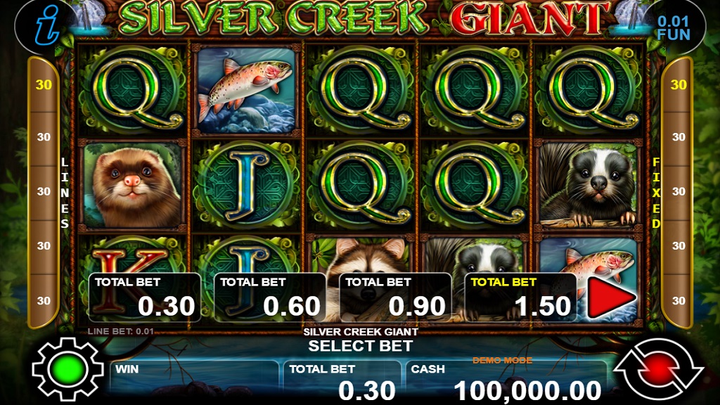 Screenshot of Silver Creek Giant slot from CT Interactive