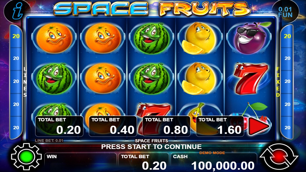 Screenshot of Space Fruits slot from CT Interactive