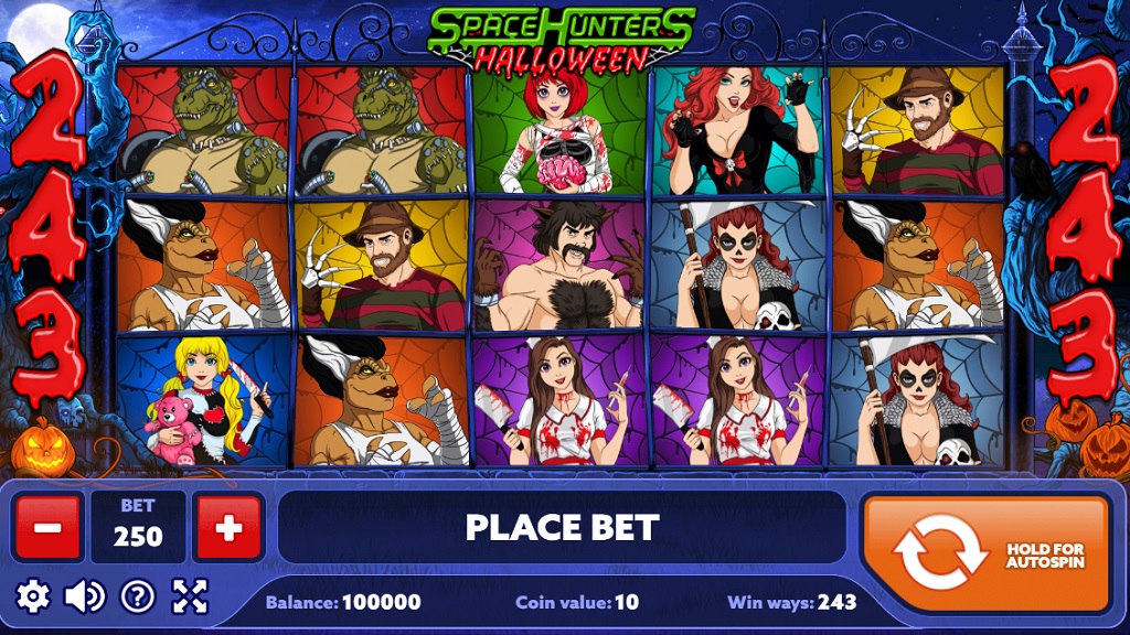 Screenshot of Space Hunters Halloween slot from PlayPearls