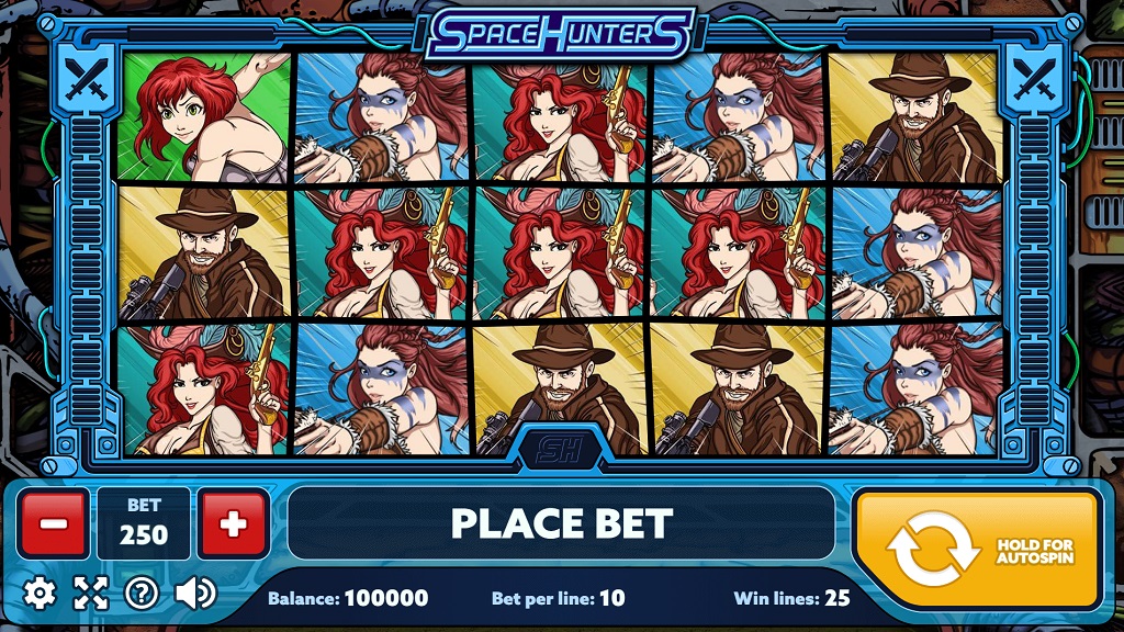 Screenshot of Space Hunters slot from PlayPearls