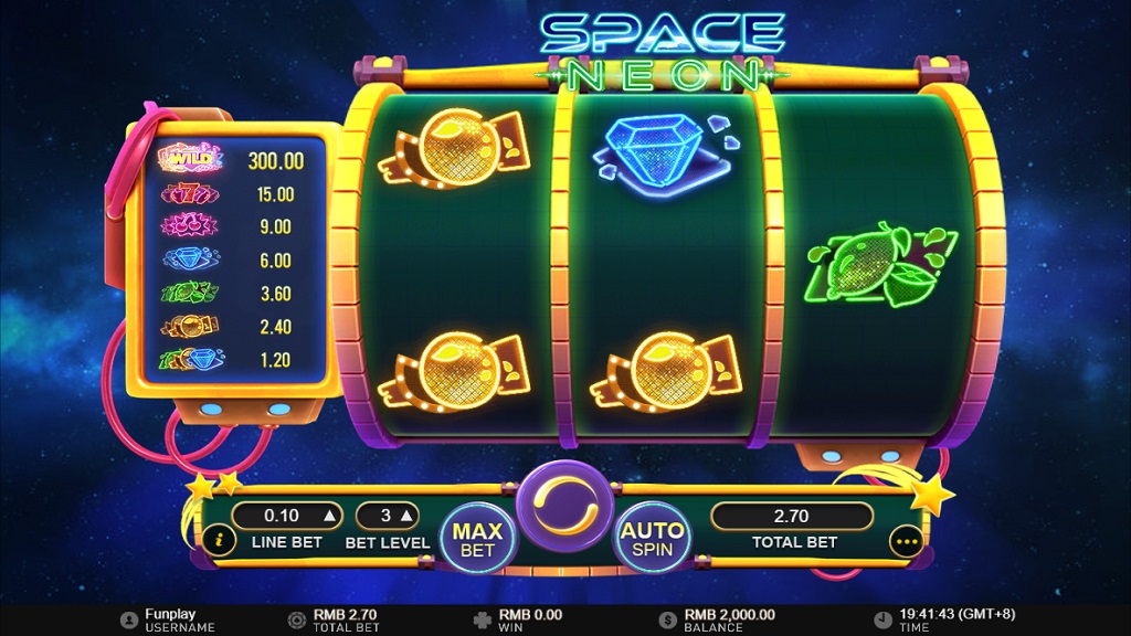 Screenshot of Space Neon slot from GamePlay