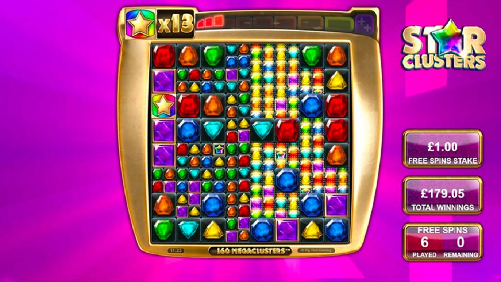 Screenshot of Star Clusters Megaclusters slot from Big Time Gaming