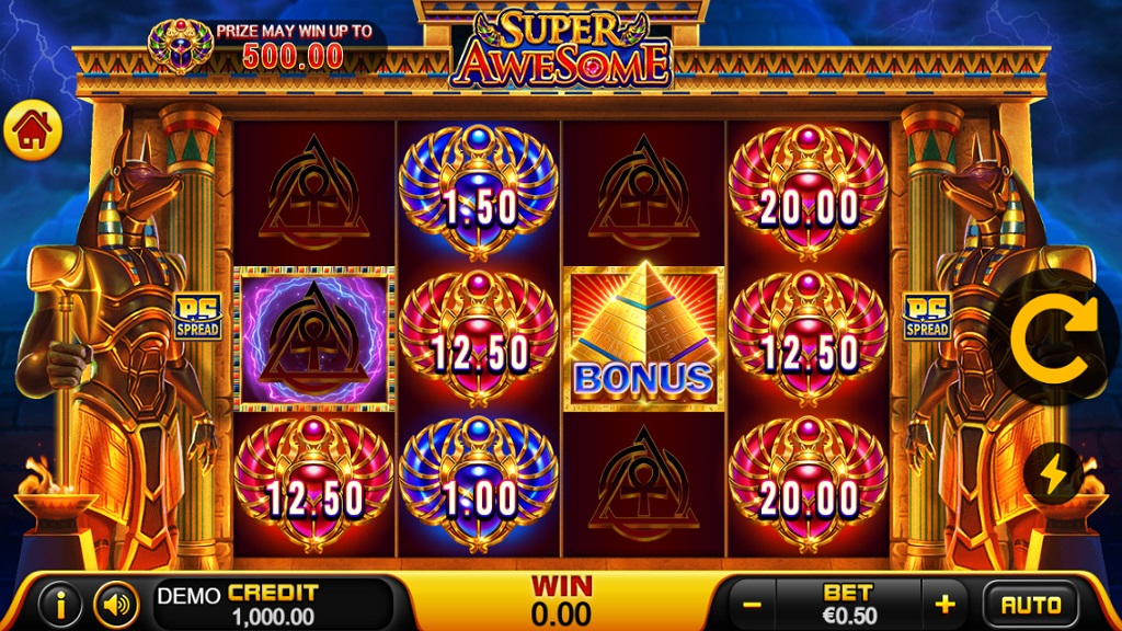 Screenshot of Super Awesome slot from Playstar