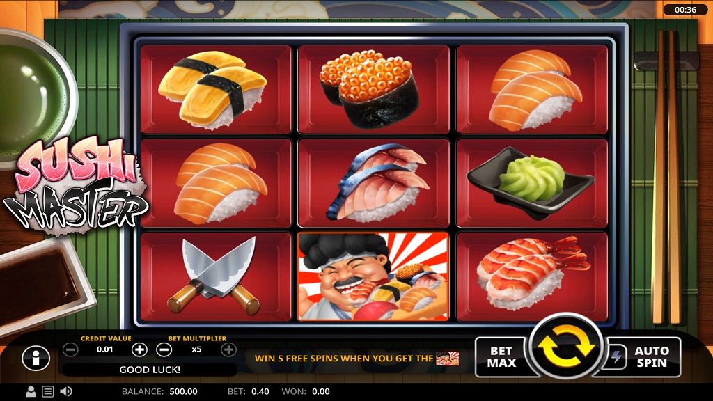 Screenshot of Sushi Master slot from Swintt