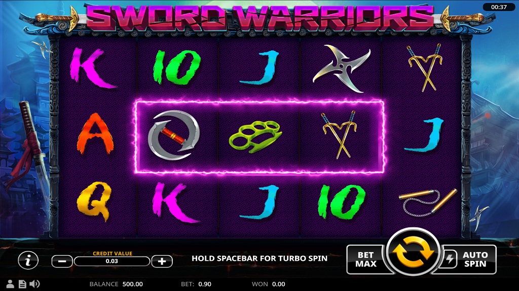 Screenshot of Sword Warriors slot from Swintt