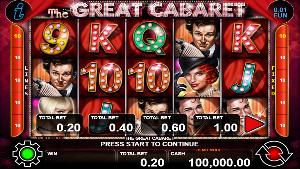 Screenshot of The Great Cabaret slot from CT Interactive