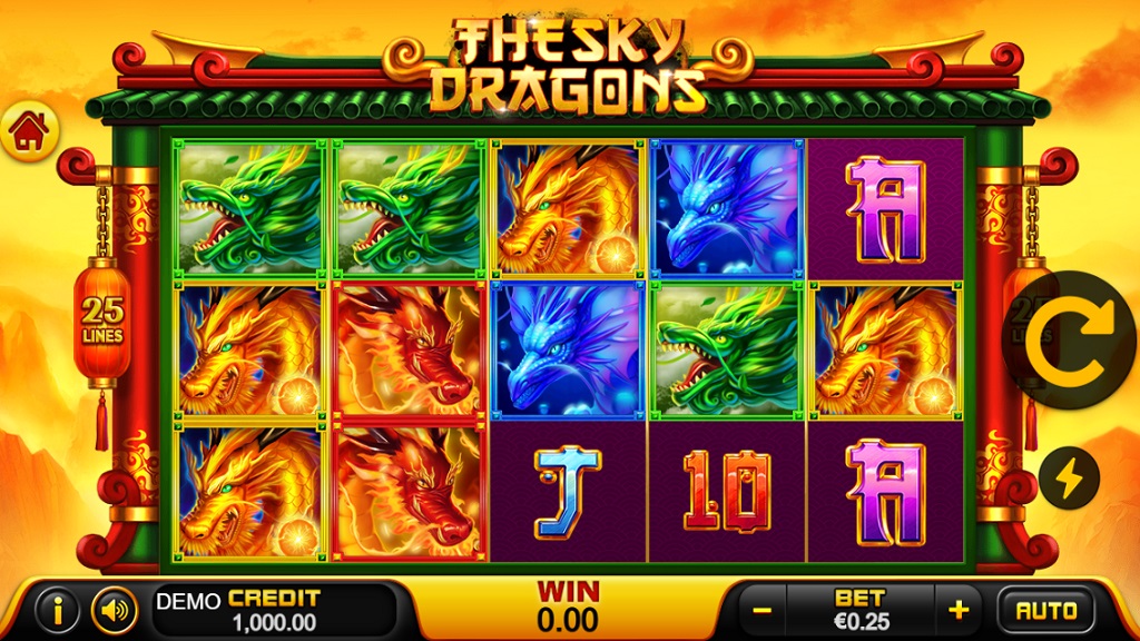 Screenshot of The Sky Dragons slot from Playstar