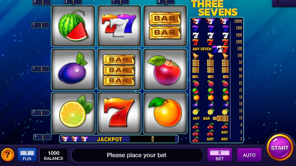 Screenshot of Three Sevens slot from InBet