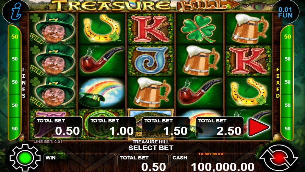Screenshot of Treasure Hill slot from CT Interactive
