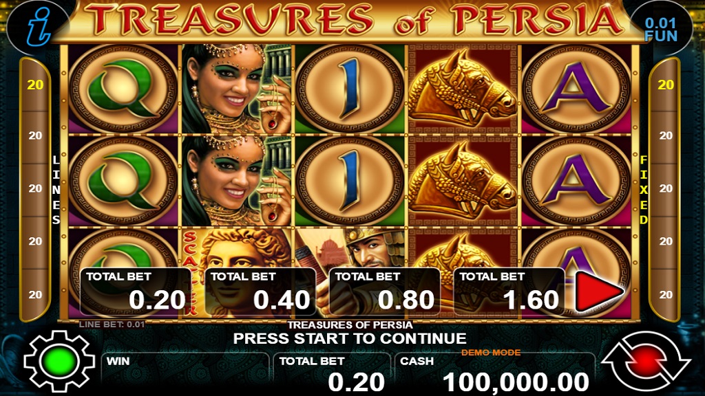 Screenshot of Treasures of Persia slot from CT Interactive