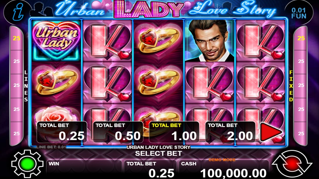 Screenshot of Urban Lady Love Story slot from CT Interactive