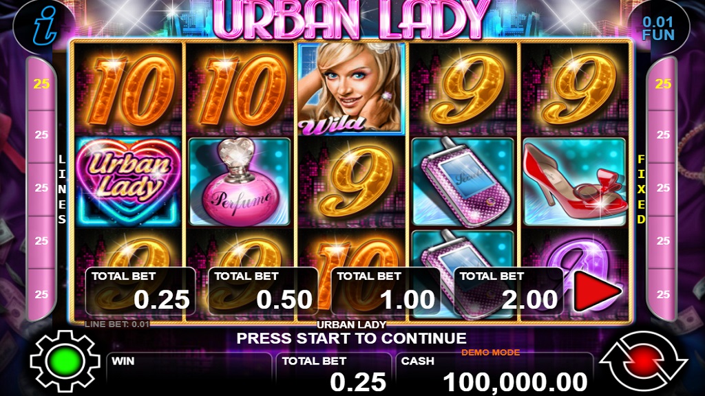 Screenshot of Urban Lady slot from CT Interactive