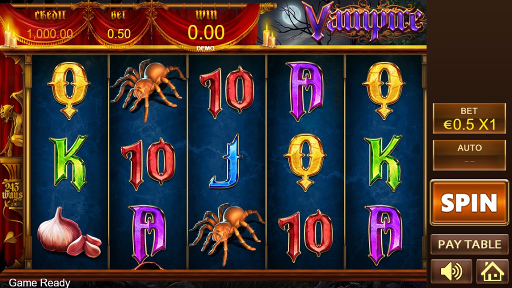 Screenshot of Vampire slot from Playstar