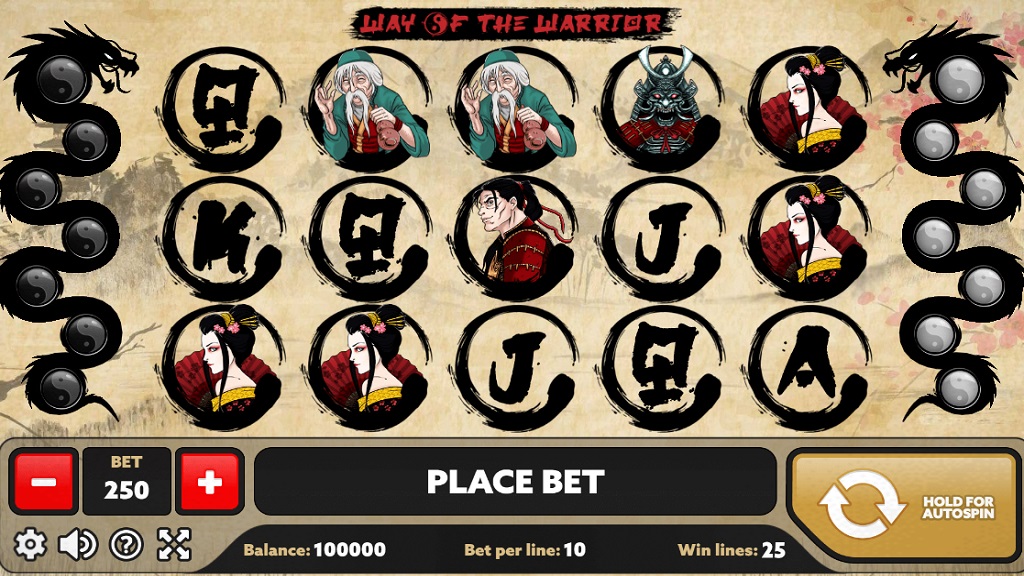 Screenshot of Way of the Warrior slot from PlayPearls