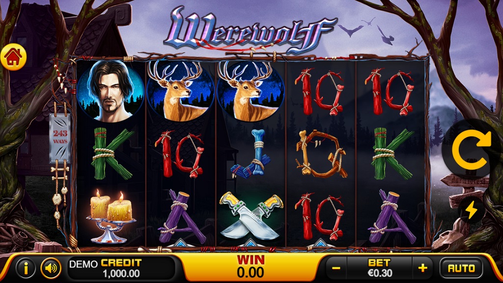 Screenshot of Werewolf slot from Playstar