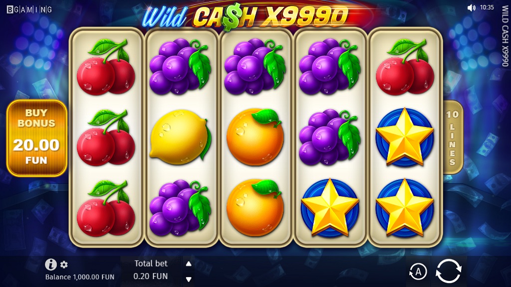 Screenshot of Wild Cash х9990 slot from BGaming