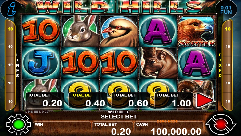 Screenshot of Wild Hills slot from CT Interactive