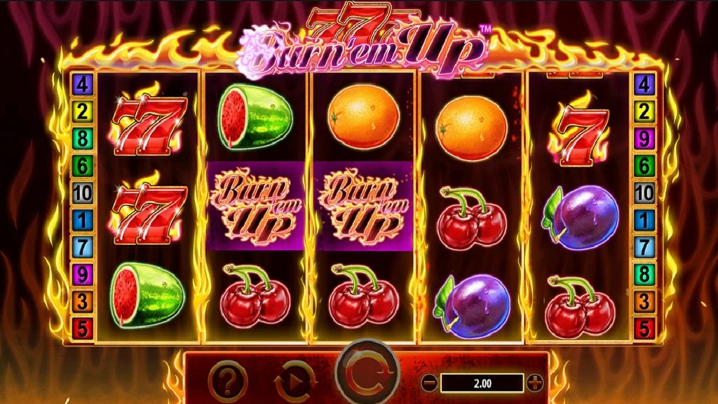 Screenshot of 777 Burn Em Up slot from Red 7