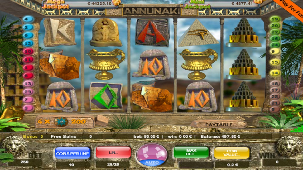 Screenshot of Annunaki slot from Portomaso Gaming