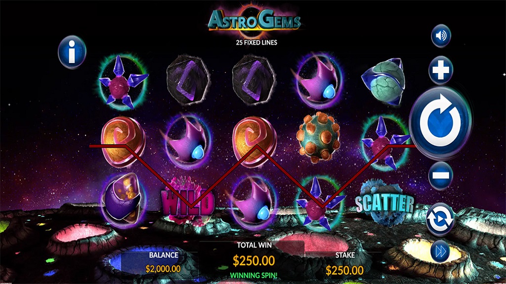 Screenshot of Astro Gems slot from Maverick