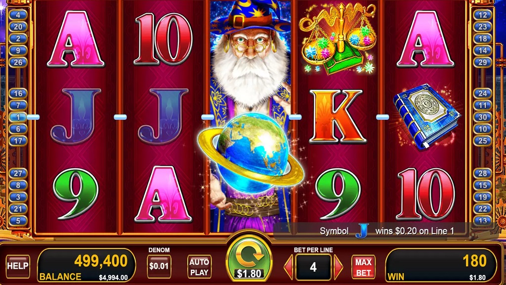 Screenshot of Astronomical Magic slot from Konami