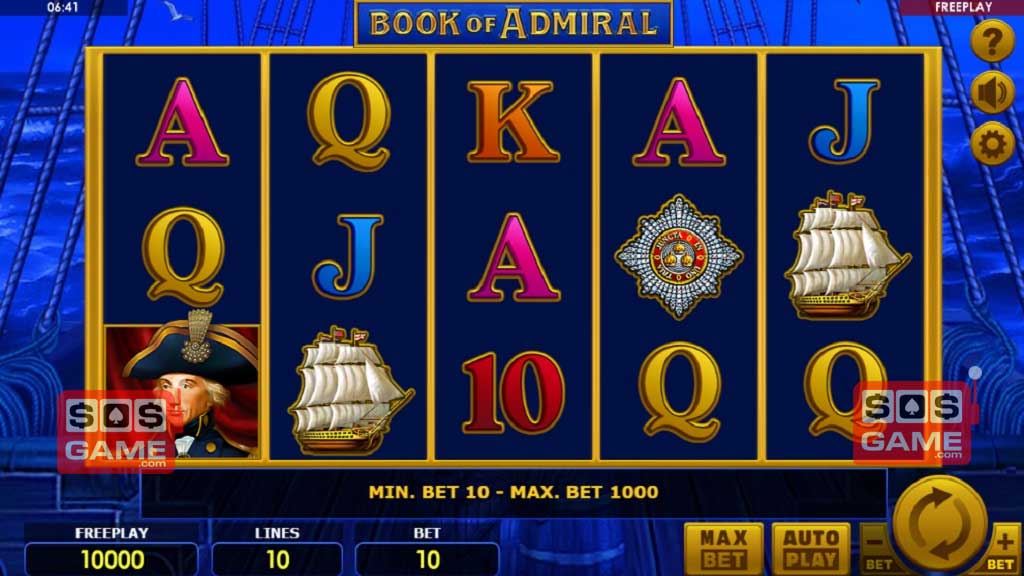 Screenshot of Book of Admiral slot from Amanet