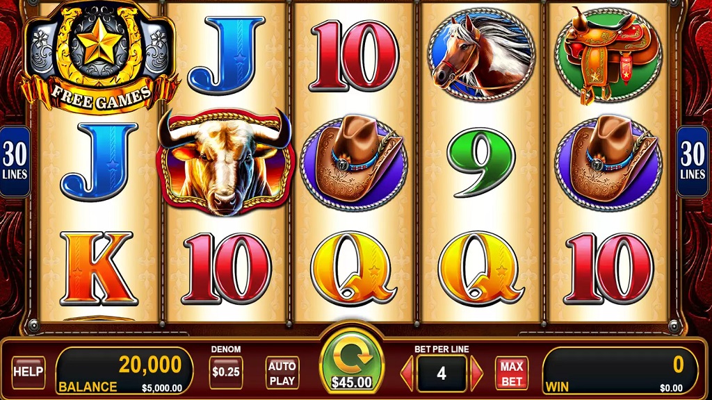 Screenshot of Buckin Bucks slot from Konami