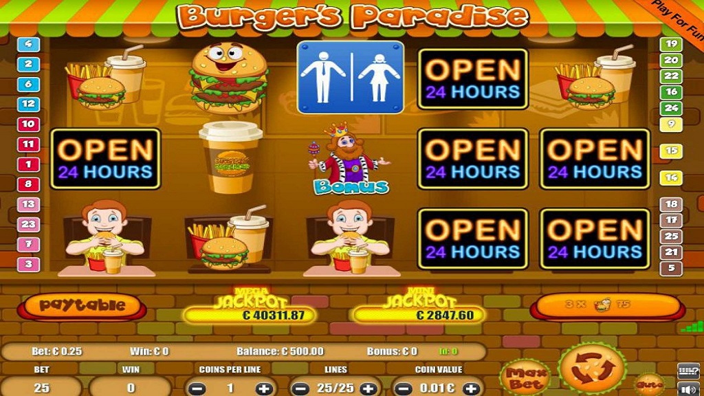 Screenshot of Burgers Paradise slot from Portomaso Gaming