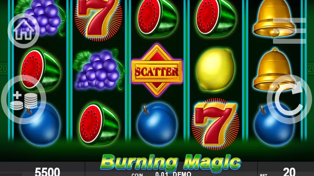 Screenshot of Burning Magic slot from Noble Gaming