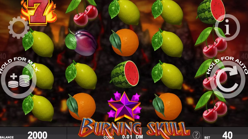 Screenshot of Burning Skull slot from Noble Gaming