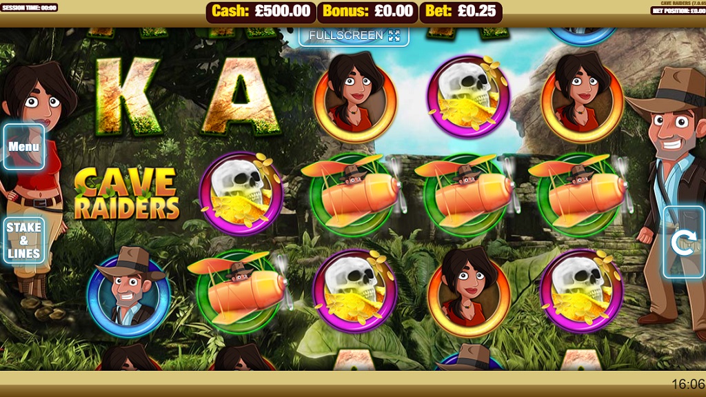 Screenshot of Cave Raiders slot from Nektan