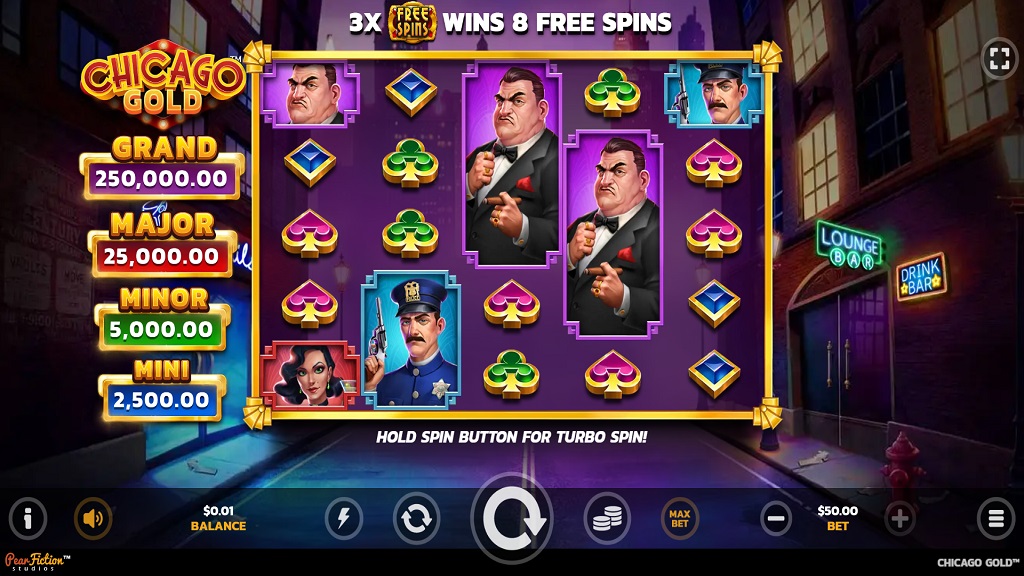 Screenshot of Chicago Gold slot from PearFiction