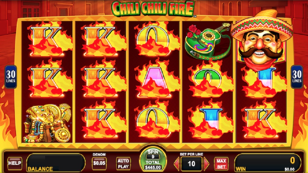 Screenshot of Chili Chili Fire slot from Konami