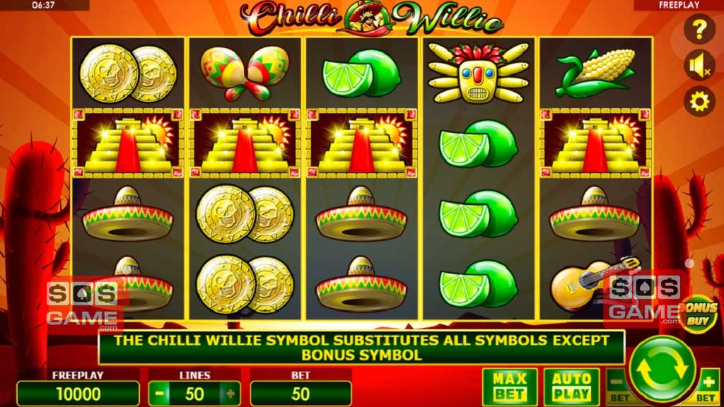 Screenshot of Chilli Willie slot from Amanet