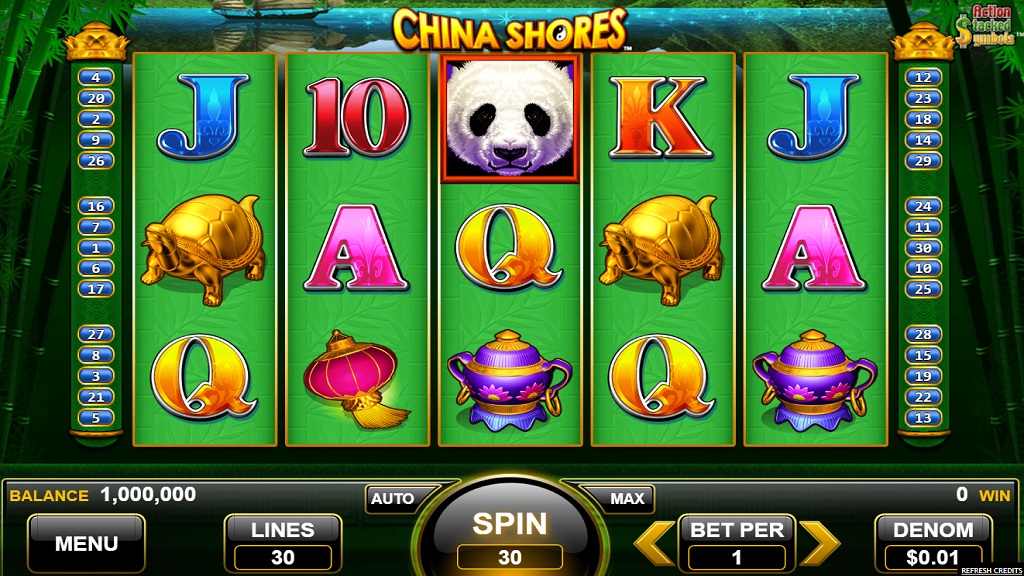 Screenshot of China Shores slot from Konami