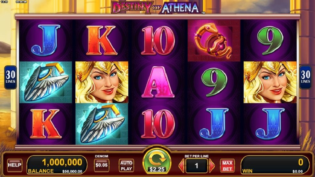 Screenshot of Destiny of Athena slot from Konami